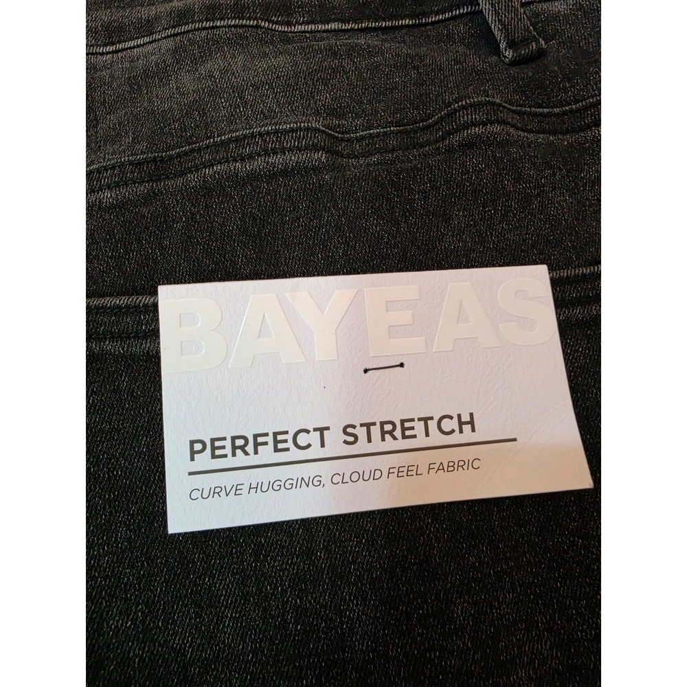 Bayeas High Rise Ankle Wide Leg Jeans Washed Black 22W Plus Size BYW8125-P NEW - Picture 6 of 7